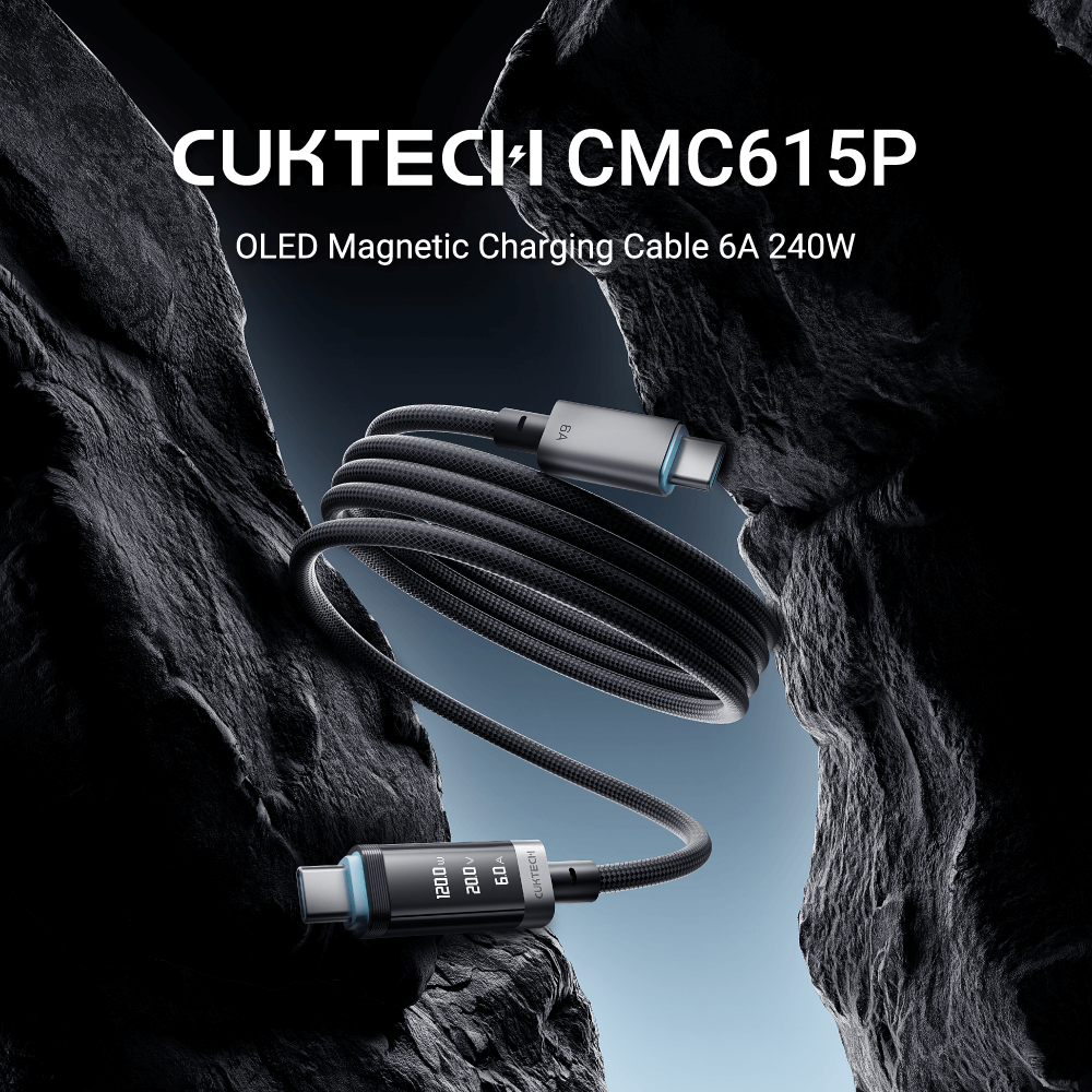 สายชาร์จแม่เหล็ก CUKTECH CMC615P สีดำ 6A 240W  มีจอ USB-C TO USB-C รองรับชาร์จเร็ว PD3.1_1